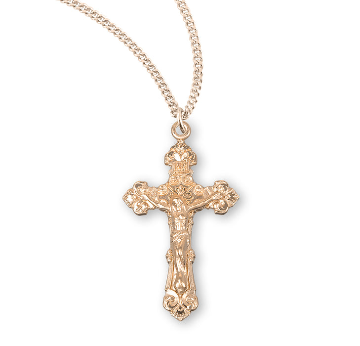 Gold Over Sterling Silver Fancy Filigree Crucifix - GS189118