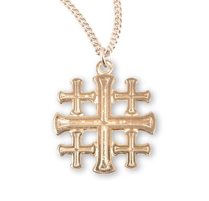 Gold Over Sterling Silver Jerusalem Cross with - GS193118