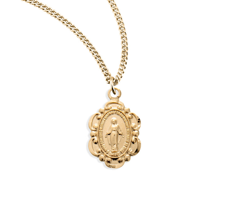 Gold Over Sterling Silver Oval Miraculous Medal - GS210218