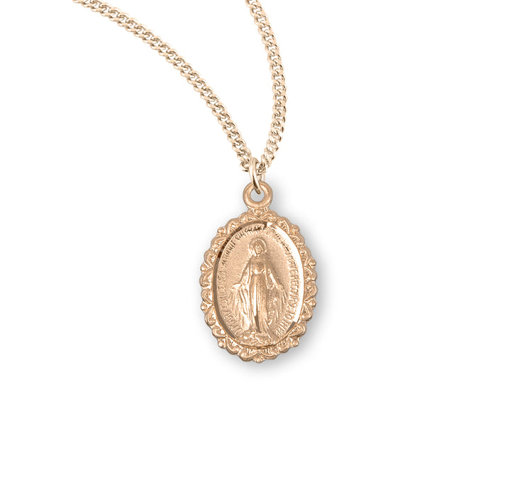 Gold Over Sterling Silver Oval Miraculous Medal - GS314018