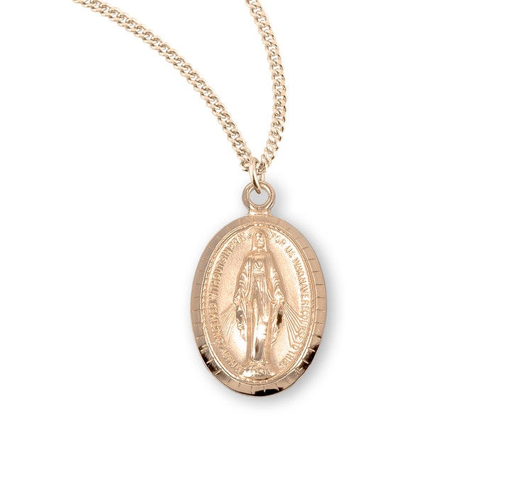 Gold Over Sterling Silver Oval Miraculous Medal - GS315518