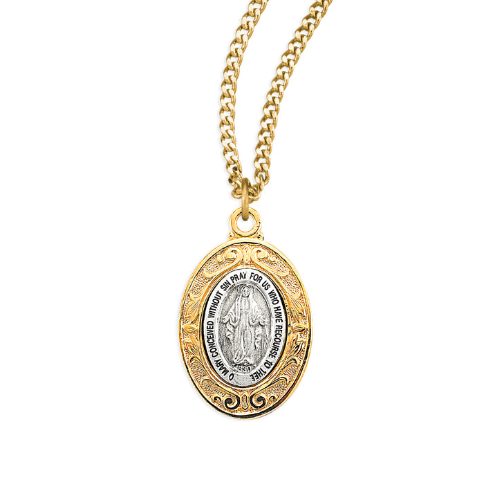 Sterling Silver Oval Miraculous Medal - GS316118