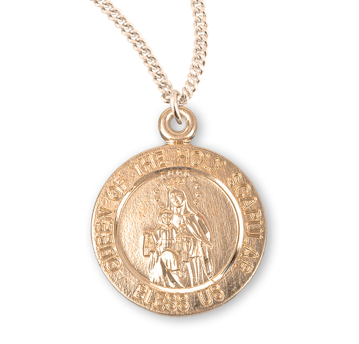 Holy Scapular Round Double Sided Gold Over Sterling Silver Medal - GS358418