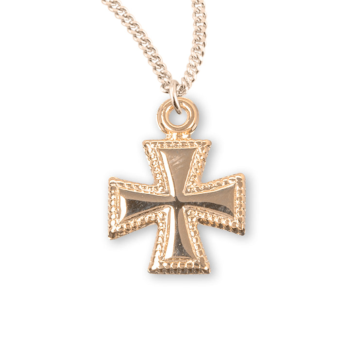 Gold Over Sterling Silver Beaded Cross - GS370118