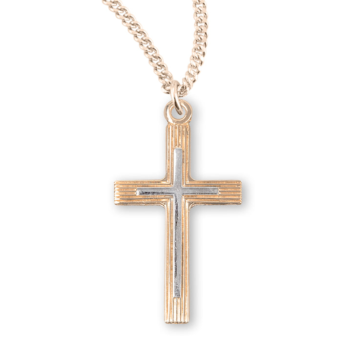 Two-Tone Gold Over Sterling Silver Cross - GS3703TT18