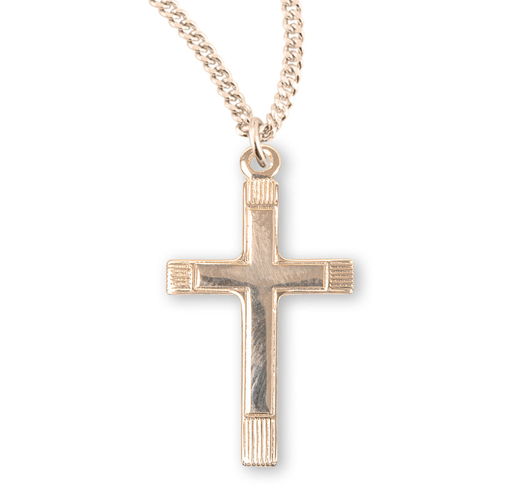 Fancy Gold Over Sterling Silver Cross - GS370518