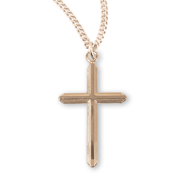 Gold Over Sterling Silver Inlay Cross - GS373220