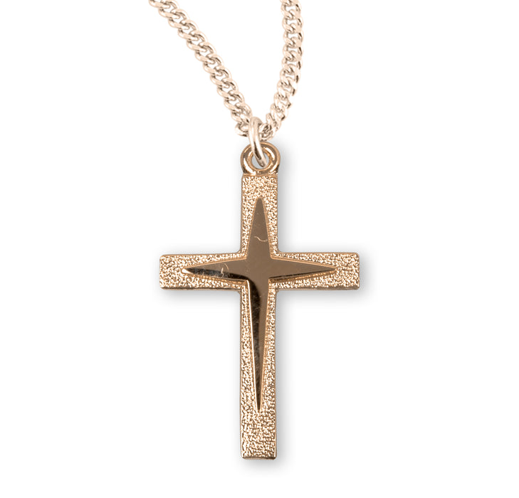 Gold Over Sterling Silver Starburst Cross - GS374118