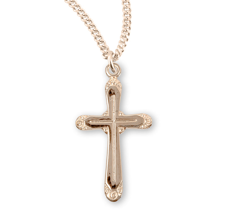 Gold Over Sterling Silver Rounded Edge Cross - GS374918