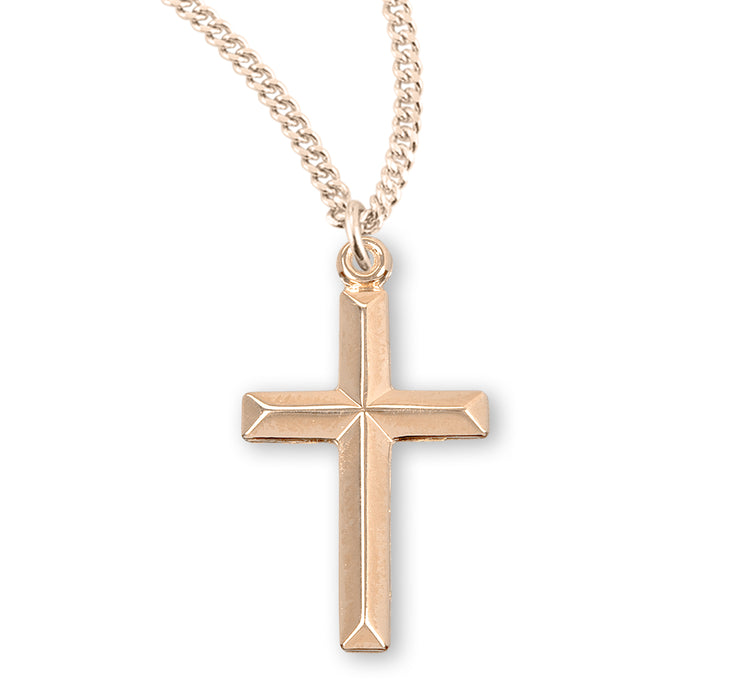 Gold Over Sterling Silver Angle Edged Cross - GS376718