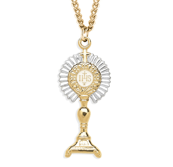 Gold Over Sterling Silver Two-Tone Monstrance Pendant - GS3806TT24
