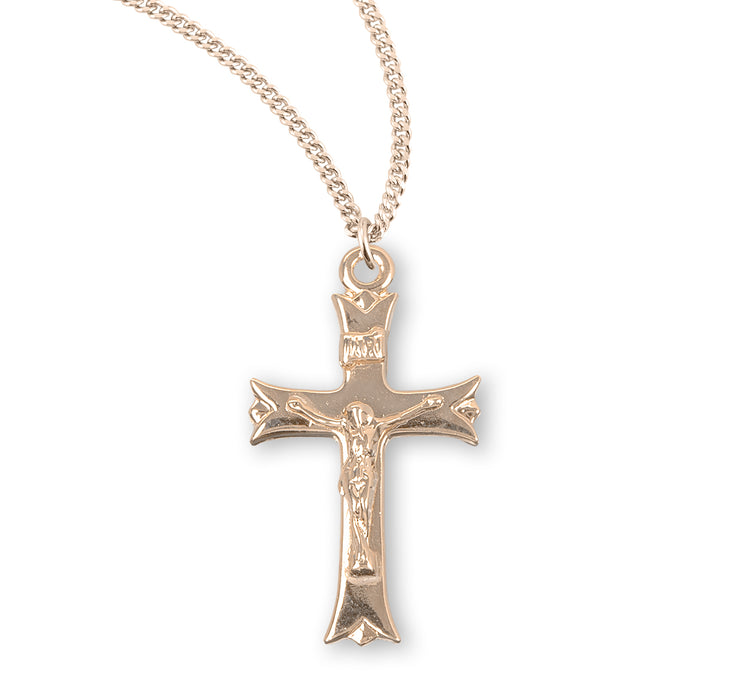 Notched flare Tipped Gold Over Sterling Silver Crucifix - GS380718