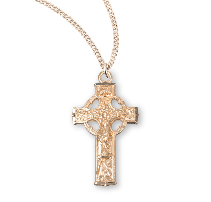 Gold Over Sterling Silver Celtic Crucifix - GS382118