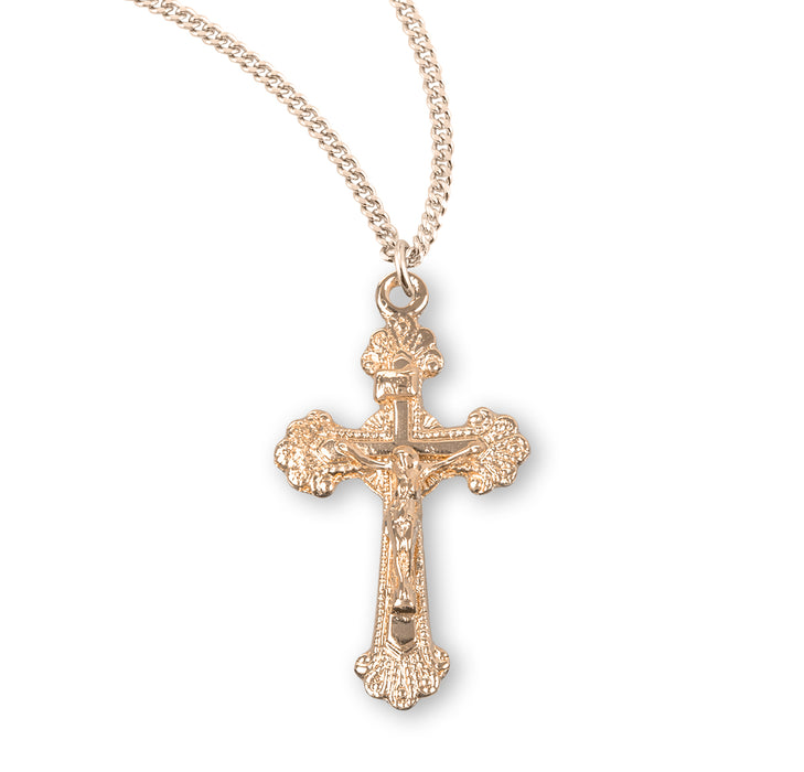 Fancy Engraved Gold Over Sterling Silver Crucifix - GS382918