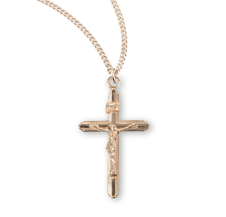 Stream Lined Gold Over Sterling Silver Crucifix - GS383018