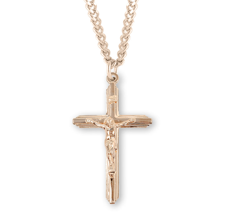 Inlayed Gold Over Sterling Silver Crucifix - GS383224