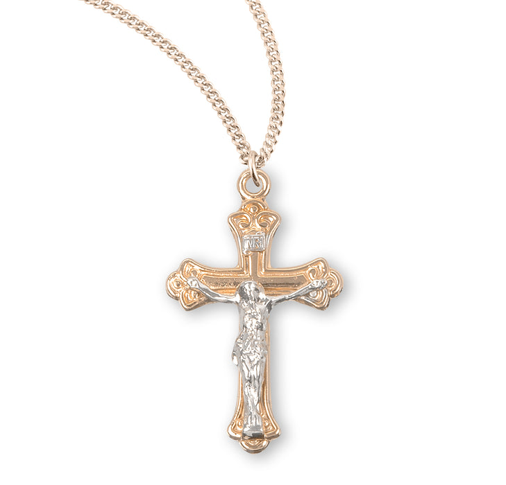 Gold Over Sterling Two Toned Tapered Crucifix - GS3859TT18