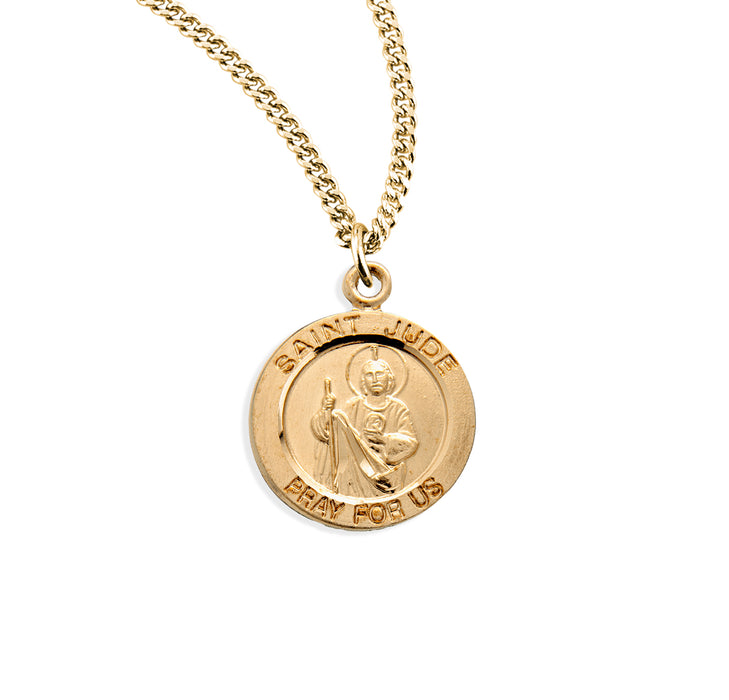 Patron Saint Jude Round Gold Over Sterling Silver Medal - GS820018