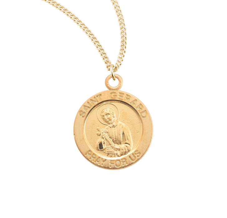 Patron Saint Gerard Round Gold Over Sterling Silver Medal - GS846218