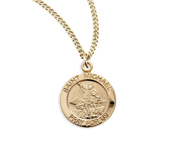 Patron Saint Michael Round Gold Over Sterling Silver Medal - GS852218
