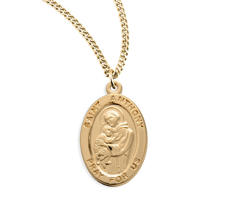 Patron Saint Anthony Oval Gold Over Sterling Silver Medal - GS921120