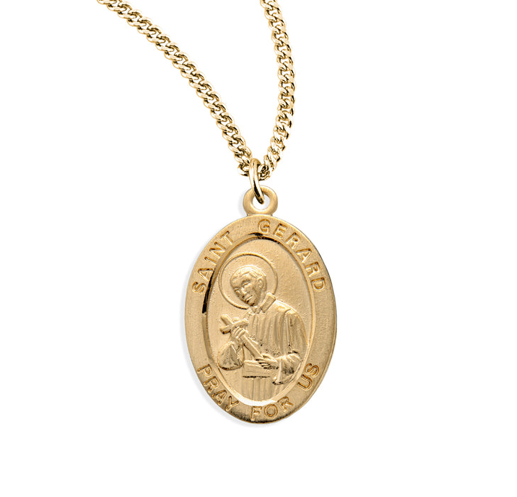 Patron Saint Gerard Oval Gold Over Sterling Silver Medal - GS926220