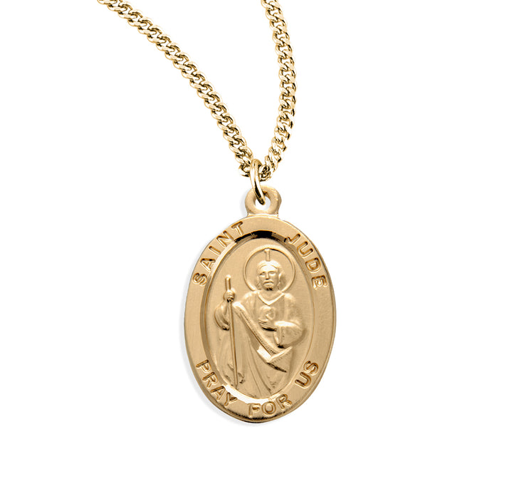 Patron Saint Jude Gold Over Sterling Silver Oval Medal - GS930020