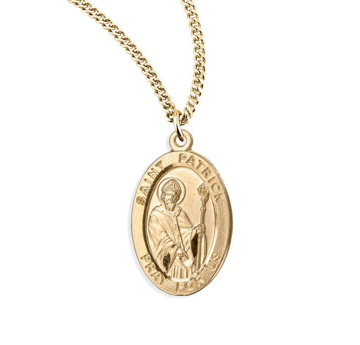 Patron Saint Patrick Oval Gold Over Sterling Silver Medal - GS932520