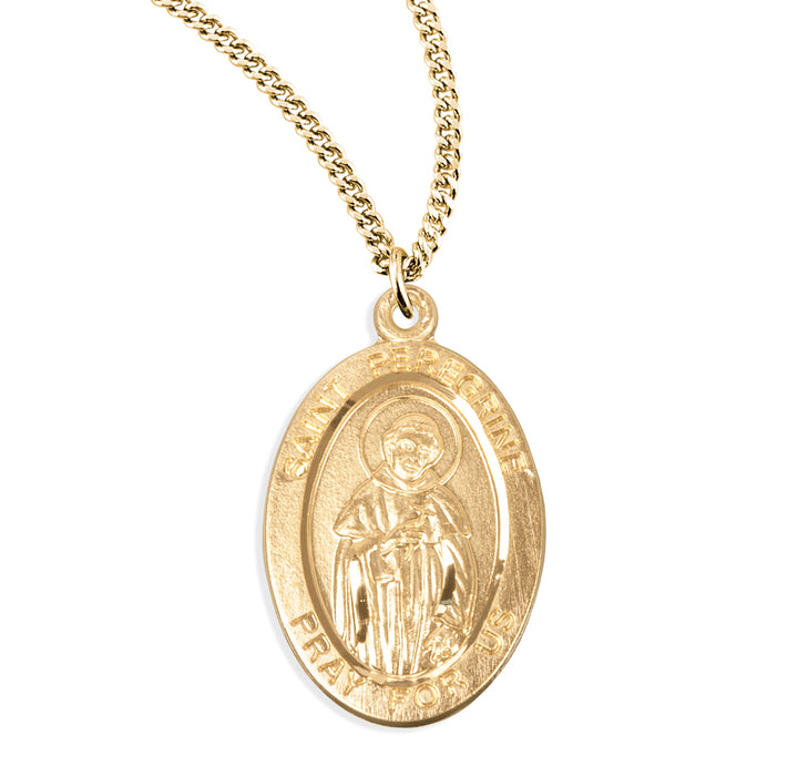 Patron Saint Peregrine Oval Gold Over Sterling Silver Medal - GS932820