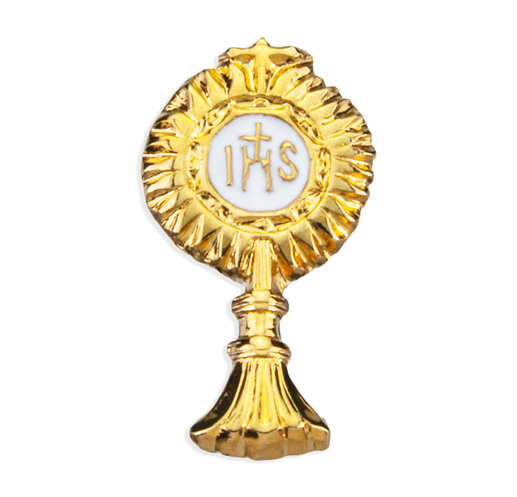 Gold Over Sterling Silver Monstrance Lapel Pin - GSLP3805