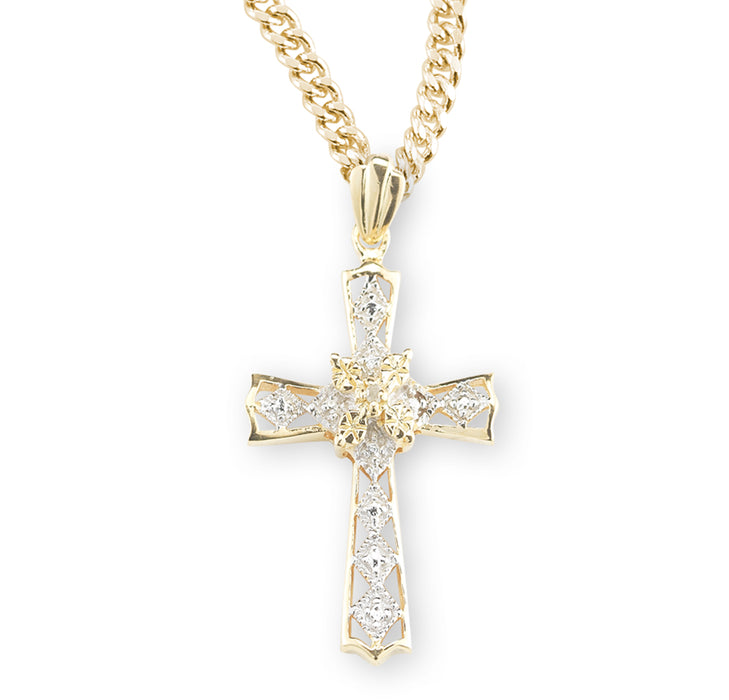 Gold Over Sterling Silver Crystal Cubic Zirconia "CZ" Cross Pendant - GZ379218