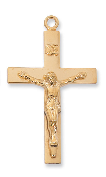 Gold over Sterling Lourdes Prayer Crucifix Pendant - J8080