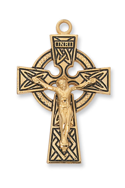 Gold over Sterling Celtic Crucifix Pendant - J9030