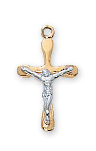 Gold over Sterling Two Tone Crucifix Pendant - JT8054