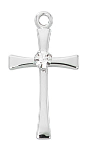Sterling Silver Cross with Crystal Boxed - L9208