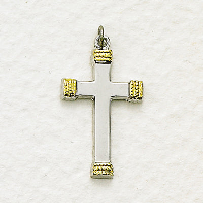 Sterling Silver Cross with Gold Tips Boxed - L9259
