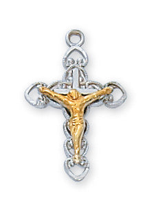 Sterling Silver Two Tone Crucifix Pendant Boxed - LT9112