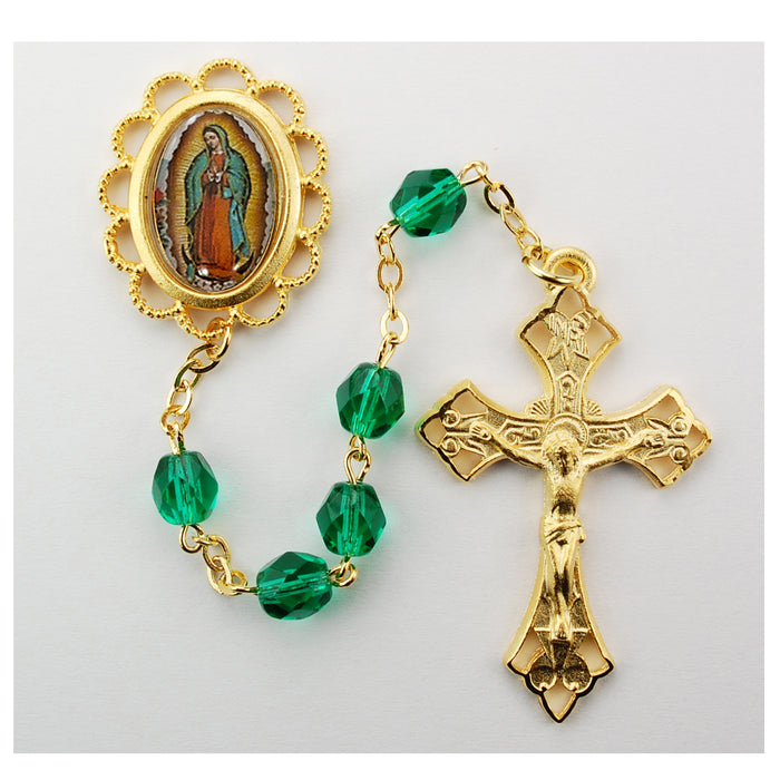 Green Lady of Guadalupe Rosary Boxed - R159HF