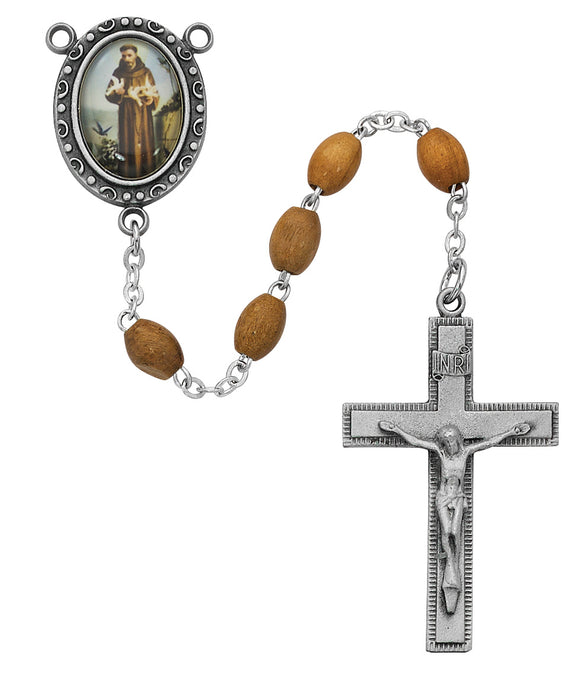 Olive Wood St Francis Rosary Boxed - R195DF