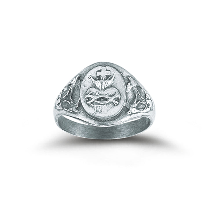 Sterling Silver Sacred Heart of Jesus Ring Size 5 - R42035