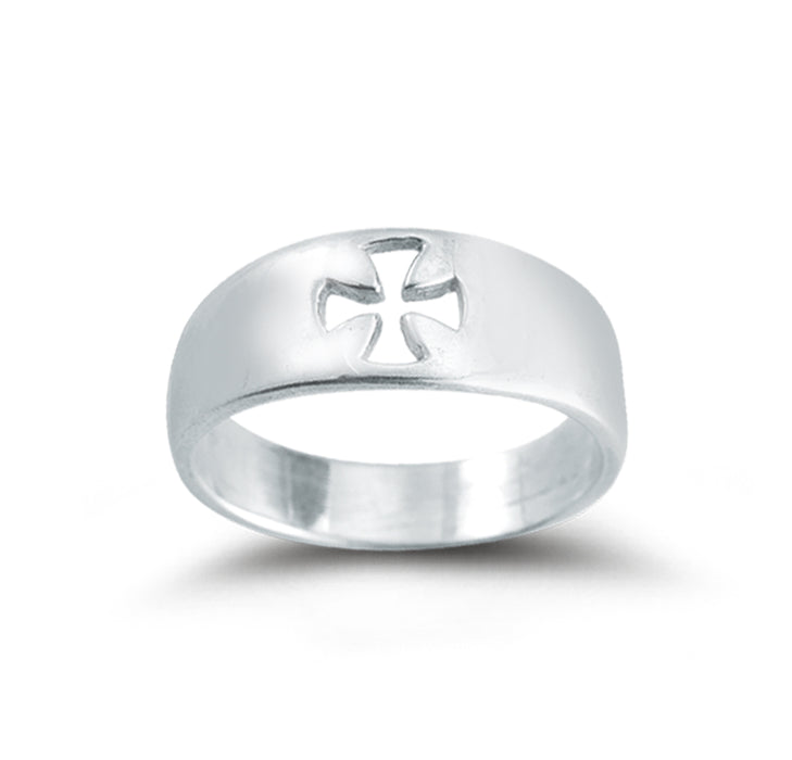Sterling Silver Pierced Cross "Faith" Ring Size 5 - R42075