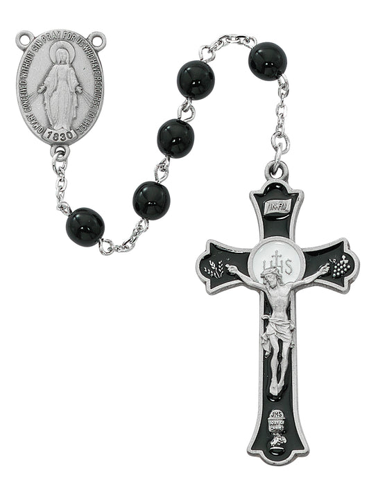 Black Holy Mass Crucifix Rosary Boxed - R560DF