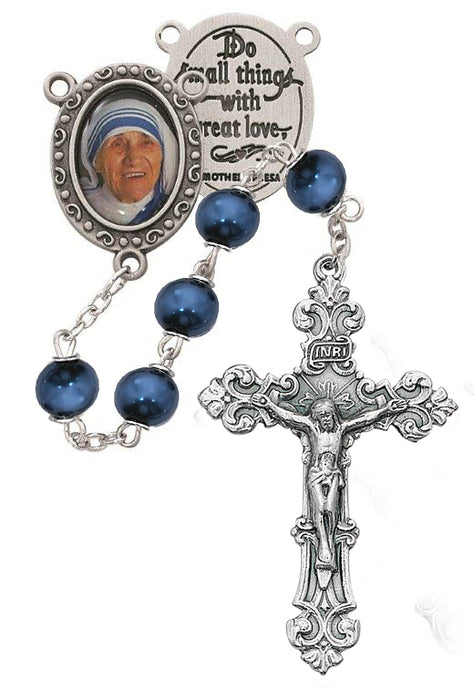Blue Mother Teresa Rosary Boxed - R623DF