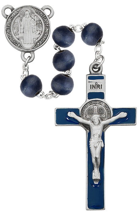 Blue Wood St Benedict Rosary Boxed - R669DF