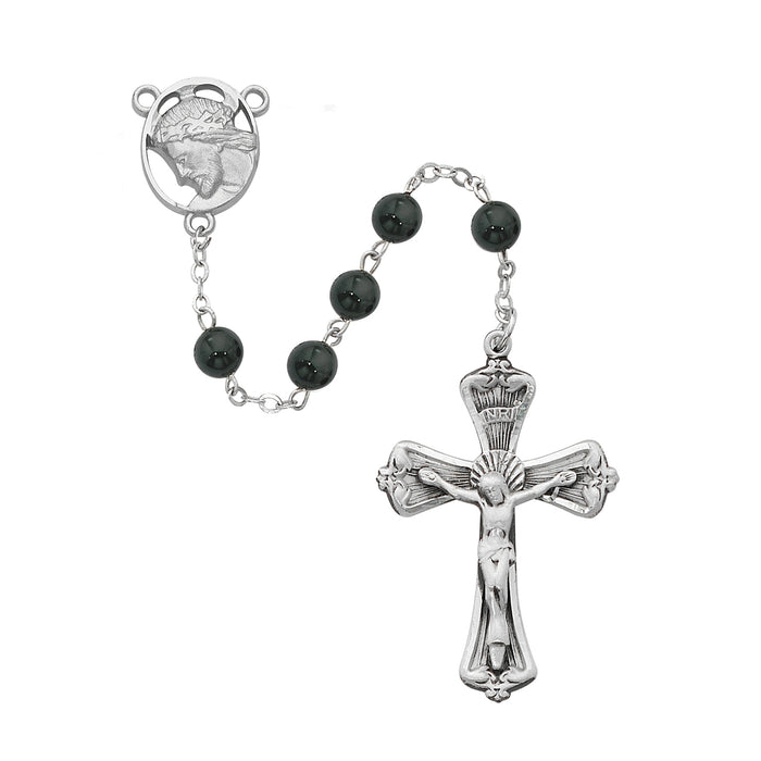 Onyx Head of Christ Rosary Boxed - R755F