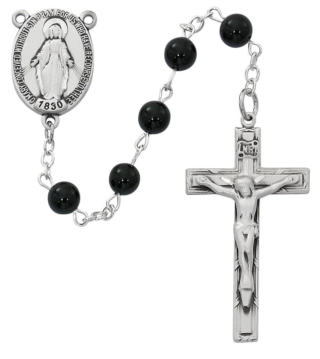 Sterling Silver Black Onyx Rosary  - R883LF