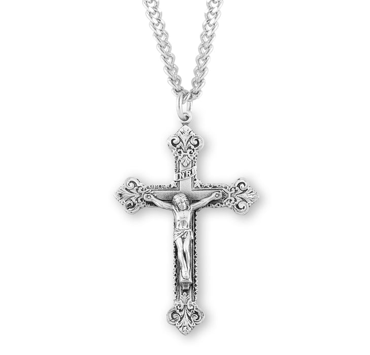 Scroll Design Sterling Silver Crucifix - S10524