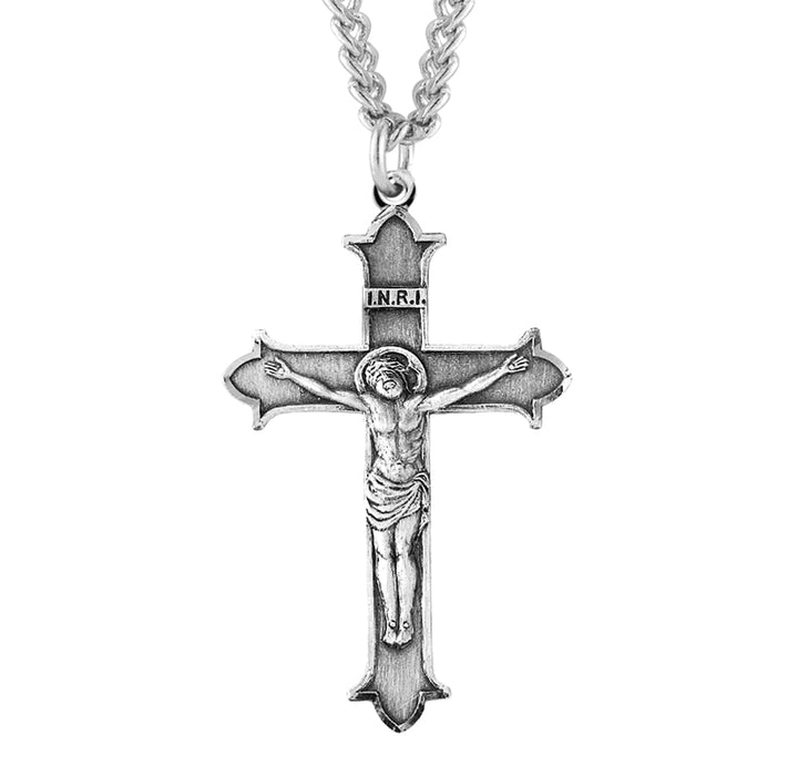 Flare Tipped Sterling Silver Crucifix - S10824