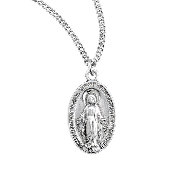 Sterling Silver Oval Miraculous Medal - S110418