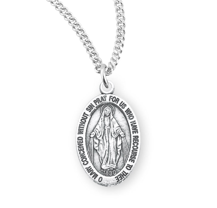 Sterling Silver Oval Miraculous Medal - S111618